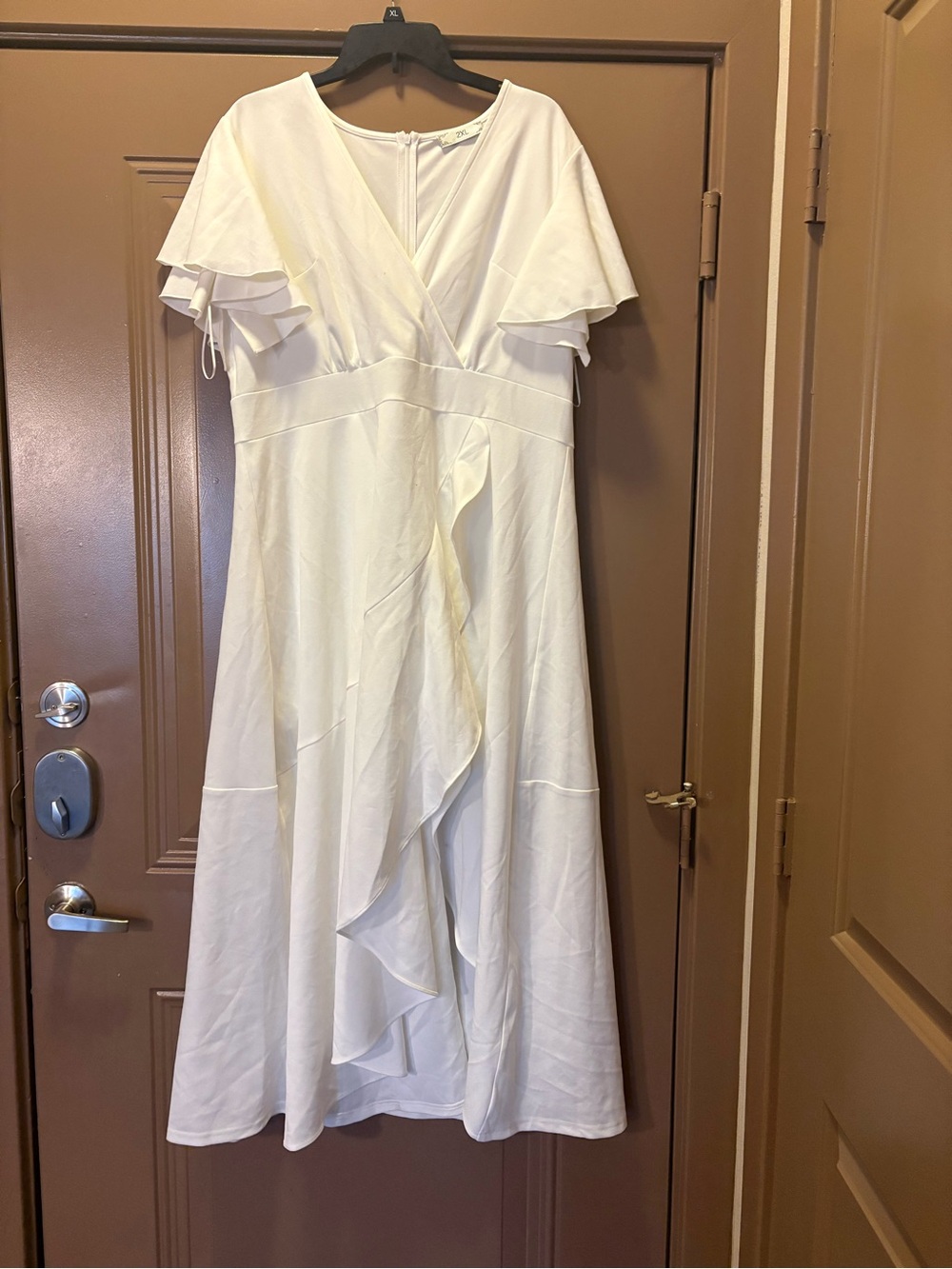 Lavender Ruffle-Trim High-Low Wrap Dress - Picture 5 of 6